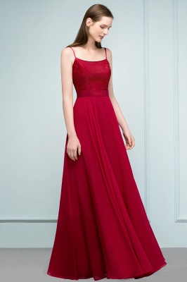 JULIANNE | A-line Spaghetti Floor Length Lace Appliques Prom Dresses_9