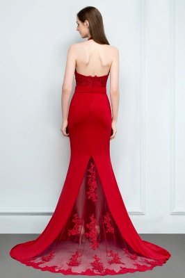 JOY | Mermaid Halter Floor Length Appliqued Beads Red Prom Dresses with Sash_2