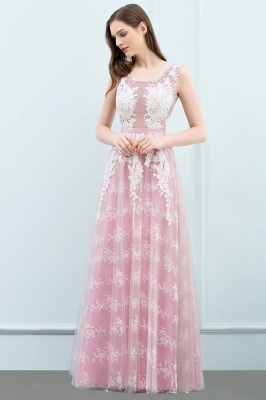 JORDAN | A-line Sleeveless Floor Length Tulle Appliqued Prom Dresses with Sash_6