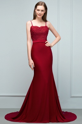 VALERY | Mermaid Spaghetti Sweetheart Long Burgundy Appliques Prom Dresses with Beads_6