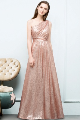 JOURNEE | A-line One-shoulder Sleeveless Floor Length Sequins Prom Dresses_7