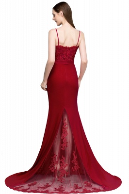 VALERY | Mermaid Spaghetti Sweetheart Long Burgundy Appliques Prom Dresses with Beads_3