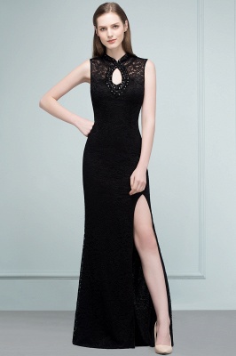 VERA | Mermaid Sleeveless Keyhole Neckline Floor Length Lace Prom Dresses with Crystals_7