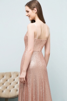 JOSLYN | A-line Floor Length V-neck Spaghetti Sequined Prom Dresses_6