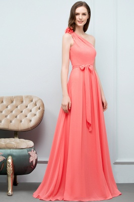 VALERIA | A-line One Shoulder Floor Length Chiffon Prom Dresses with Bow Sash_5