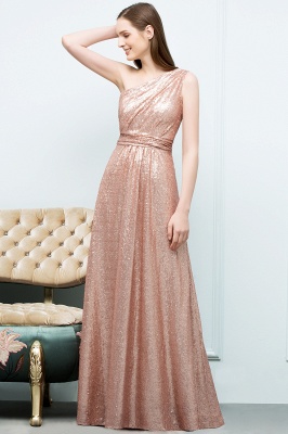 JOURNEE | A-line One-shoulder Sleeveless Floor Length Sequins Prom Dresses_8