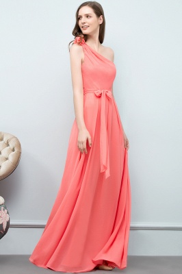VALERIA | A-line One Shoulder Floor Length Chiffon Prom Dresses with Bow Sash_10