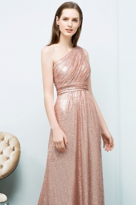 JOURNEE | A-line One-shoulder Sleeveless Floor Length Sequins Prom Dresses_5