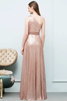 JOURNEE | A-line One-shoulder Sleeveless Floor Length Sequins Prom Dresses_3