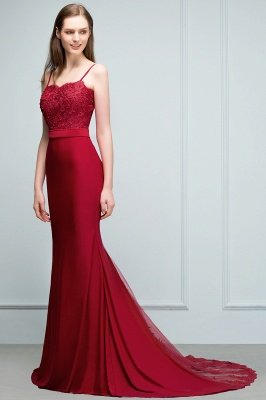 VALERY | Mermaid Spaghetti Sweetheart Long Burgundy Appliques Prom Dresses with Beads_5
