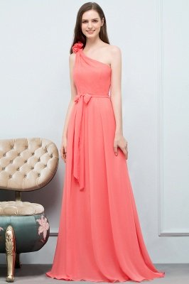 VALERIA | A-line One Shoulder Floor Length Chiffon Prom Dresses with Bow Sash_9