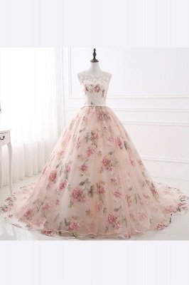 ALIA | Ball Gown Sweetheart Vintage Organza Evening Dresses With Print_10