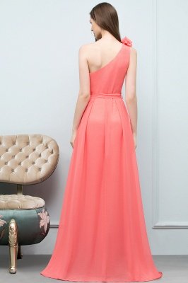 VALERIA | A-line One Shoulder Floor Length Chiffon Prom Dresses with Bow Sash_8