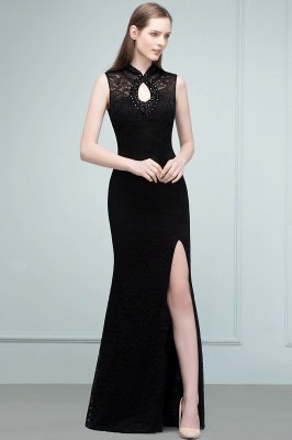 VERA | Mermaid Sleeveless Keyhole Neckline Floor Length Lace Prom Dresses with Crystals_8
