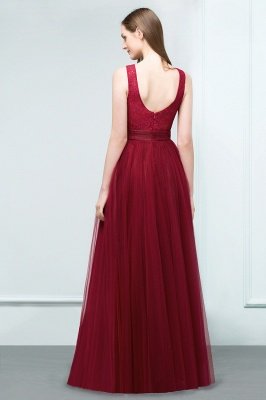 JULIANNA | A-Linie Scoop Long Sleevless Spitze Top Burgund Tulle Prom Kleider_3