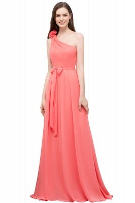 VALERIA | A-line One Shoulder Floor Length Chiffon Prom Dresses with Bow Sash_1