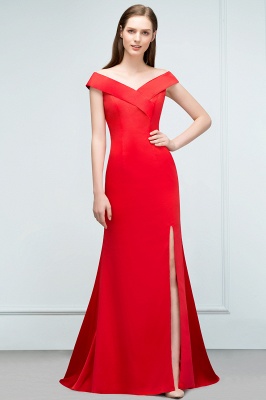 SUE | Mermaid Off-shoulder Floor Length Split Red Prom Dresses_1
