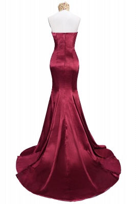 THERESIA | Mermaid High Neck Front-Split Burgundy Lace Appliques Prom Dresses_3