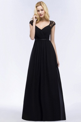 ROSALIA | A-line V-neck Floor Length Lace Chiffon Bridesmaid Dresses with Sash_11
