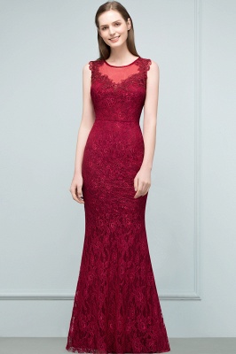 SUSAN | Mermaid Floor Length Sleeveless Lace Burgundy Prom Dresses_7