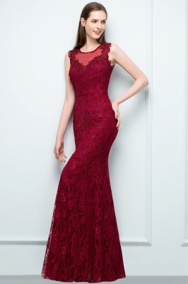 SUSAN | Mermaid Floor Length Sleeveless Lace Burgundy Prom Dresses_6