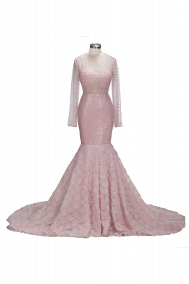 TATUM | Mermaid Long Sleeves Appliques Prom Dress with Pink Beadings_5
