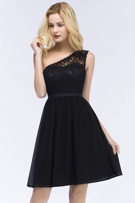 ROSA | A-line Short One-shoulder Lace Top Chiffon Homecoming Dresses with Sash_8