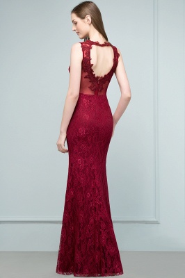 SUSAN | Mermaid Floor Length Sleeveless Lace Burgundy Prom Dresses_3