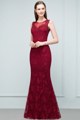 SUSAN | Mermaid Floor Length Sleeveless Lace Burgundy Prom Dresses_4