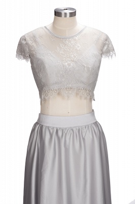 VIVIEN | A-line Two-piece Floor Length Lace Top Prom Dresses_6