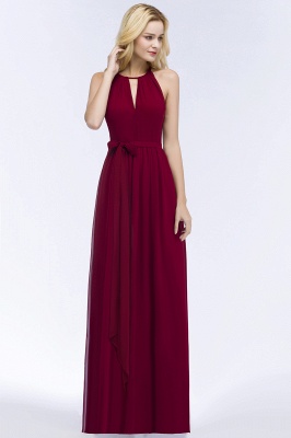 ROSALIND | A-line Halter Floor Length Burgundy Bridesmaid Dresses with Bow Sash_13