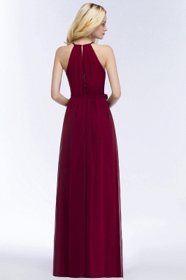 ROSALIND | A-line Halter Floor Length Burgundy Bridesmaid Dresses with Bow Sash_10