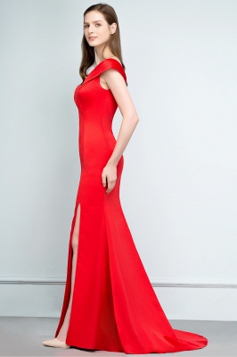 SUE | Mermaid Off-shoulder Floor Length Split Red Prom Dresses_8