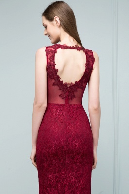 SUSAN | Mermaid Floor Length Sleeveless Lace Burgundy Prom Dresses_9