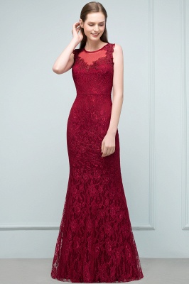 SUSAN | Mermaid Floor Length Sleeveless Lace Burgundy Prom Dresses_5