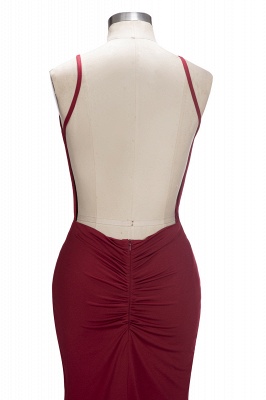 VIDA | Mermaid Long Deep V-Neck Spaghetti Straps Burgundy Prom Dresses_7