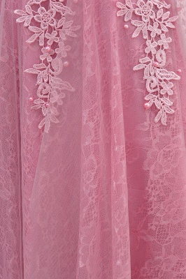 WILMA | Ball Gown Illusion Neckline Tea Length Lace Tulle Dusty Pink Prom Dresses with Beading_18
