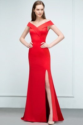 SUE | Mermaid Off-shoulder Floor Length Split Red Prom Dresses_4