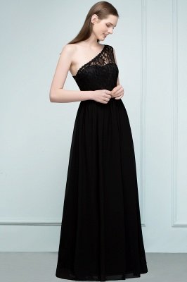 SYBIL | A-line One-shoulder Floor Length Lace Chiffon Bridesmaid Dresses with Sash_7