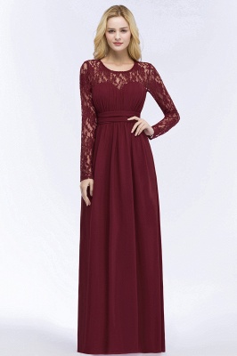 ROSALIE | A-line Floor Length Long Sleeves Lace Chiffon Bridesmaid Dresses_7