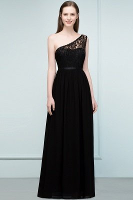 SYBIL | A-line One-shoulder Floor Length Lace Chiffon Bridesmaid Dresses with Sash_8