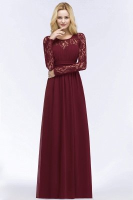 ROSALIE | A-line Floor Length Long Sleeves Lace Chiffon Bridesmaid Dresses_4