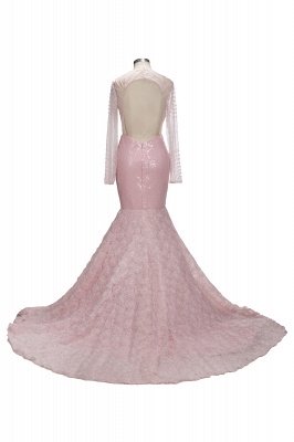 TATUM | Mermaid Long Sleeves Appliques Prom Dress with Pink Beadings_3
