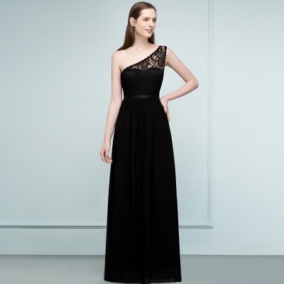 SYBIL | A-line One-shoulder Floor Length Lace Chiffon Bridesmaid Dresses with Sash_11