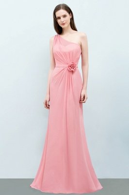 SHERA | Mermaid Floor Length One-shoulder Ruffled Chiffon Bridesmaid Dresses with Flower_2