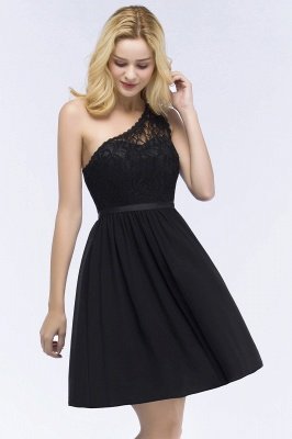 ROSA | A-line Short One-shoulder Lace Top Chiffon Homecoming Dresses with Sash_10