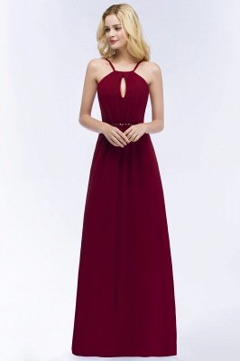 ROMA | A-line Keyhole Neckline Spaghetti Bridesmaid Dresses with Beading Sash_3