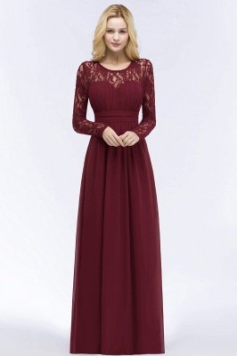 ROSALIE | A-line Floor Length Long Sleeves Lace Chiffon Bridesmaid Dresses_5