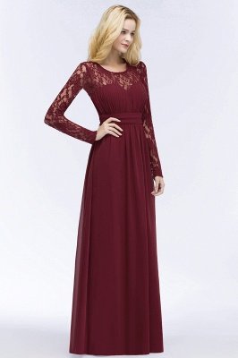 ROSALIE | A-line Floor Length Long Sleeves Lace Chiffon Bridesmaid Dresses_2