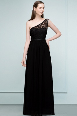 SYBIL | A-line One-shoulder Floor Length Lace Chiffon Bridesmaid Dresses with Sash_4